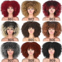 Venta al por mayor Afro rizado peluca pelo de fibra sintética corto rizado mujeres negro 14 elástico encaje peluca corta Cali arena Afro