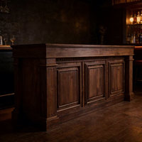 Comptoir de bar incurvé vintage en bois massif de style européen pour café/boutique de thé au lait, mobilier de bar multifonctionnel personnalisable