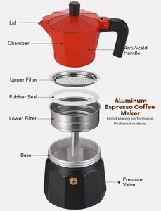 Everich orden a granel clásico Moka Pot Espresso máquina de una sola válvula de aluminio Manual <span class=keywords><strong>cafetera</strong></span> portátil hogar italiano - Product Image 3