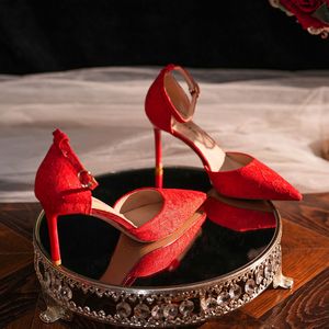 Glitter Pointed Toe Stiletto Heel Ankle <b>Strap</b> Bridal Pumps High Heel Wedding Shoes 8778F - Product Image 4