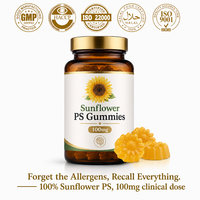 Gummies de phosphatidylsérine de tournesol sans soja de qualité supérieure 100 mg pureté 99 % Soutien mémoire et concentration Santé cérébrale Adulte Marque privée