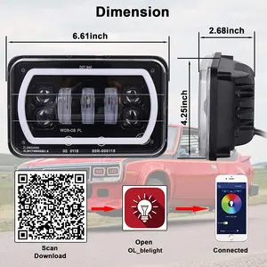 Ovovs màu xanh-răng điều khiển ánh sáng vuông với RGB Halo xe tải 4x6 ''hình chữ nhật đèn pha cho Ford vương miện Victoria - Product Image 6