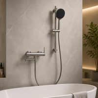 Ensemble de robinetterie de bain et de douche en acier inoxydable 304 sans plomb, mitigeur mural pour baignoire avec douchette à main et barre coulissante pour pommeau de douche