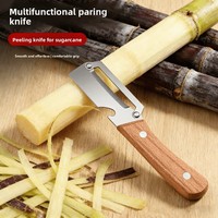 Éplucheur multifonctionnel 2-en-1 en acier inoxydable pour fruits et légumes avec manche en bois et ouvre-bouteille pour fruits, pommes de terre, citrouilles