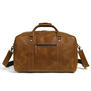 Men's Genuine Leather Duffel <b>Bag</b> <b>Large</b> Capacity Business Travel Crossbody <b>Shoulder</b> <b>Bag</b> Dark Brown Light Brown Solid Color - Product Image 4