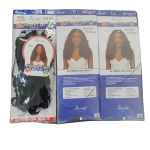 Prix usine bas – Lot de 6 extensions capillaires synthétiques au crochet, 12 pouces, 240g, boucles françaises, fibre basse température, douces et volumineuses, faciles à installer - Product Image 1