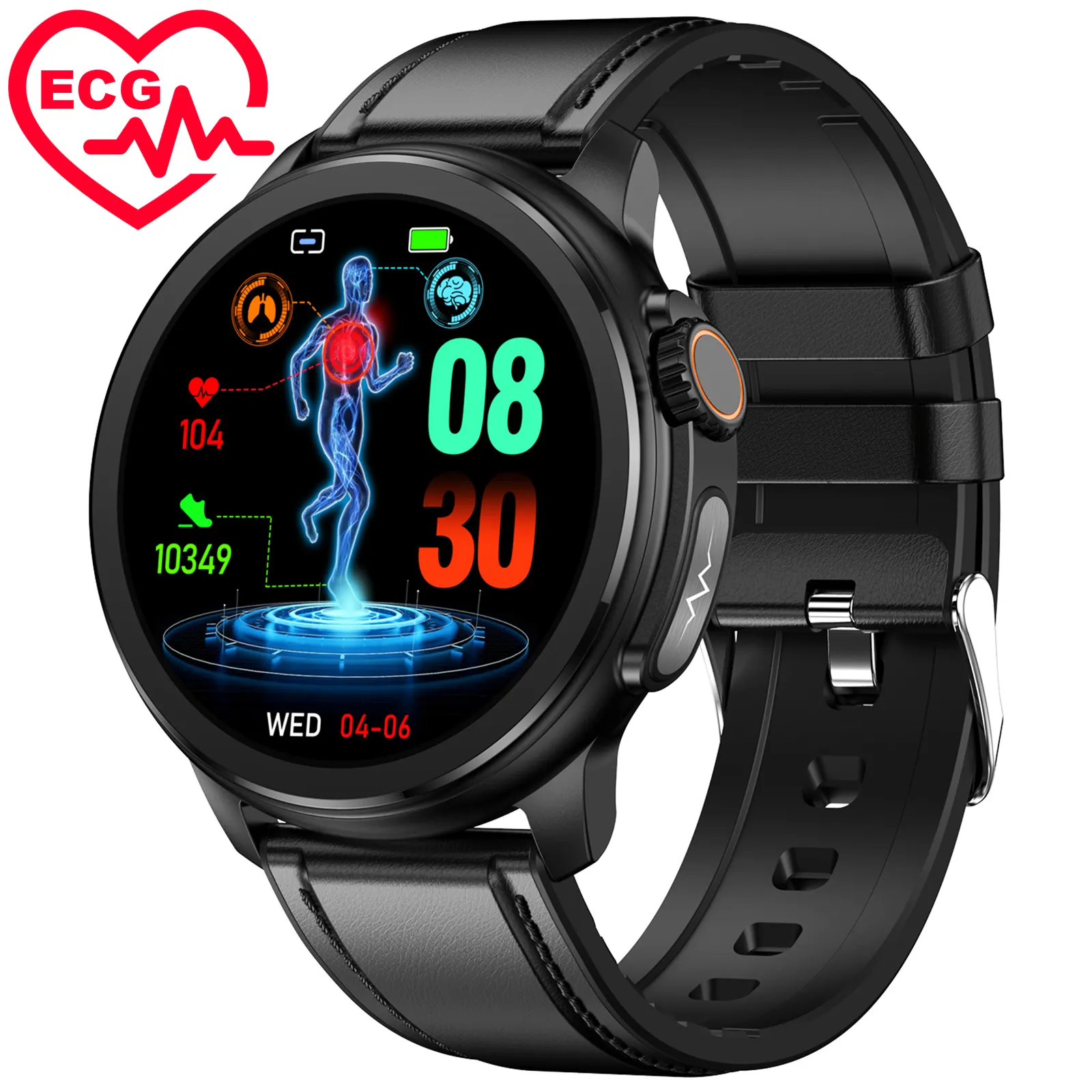 VALDUS EKG Gesundheit Smartwatch ET481 HRV Funktion EKG Harnsäure Frauen Gesundheit Herzfrequenz Blutdruck Blut-Sauerstoff Smart Watch