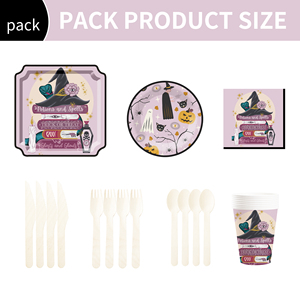 DAMAI Halloween Party Disposable Paper Plates Customized Pumpkin Witch Hat Printing Paper Dessert Plates Tableware Sets - Product Image 4