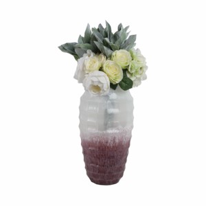 Vaso in vetro testurizzato bicolore per l'arredamento del soggiorno, complemento d'arredo contemporaneo per la casa. - Product Image 2