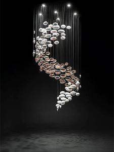 Креативная стеклянная керамическая яичная Люстра для виллы, винтовая лестница, гостиничный вестибюль, инженерный светильник овальной формы для гостиной - Product Image 5