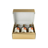 Boîte à vin portable pour trois bouteilles avec logo personnalisé, emballage cadeau en carton, revêtement UV, gaufrage, concept magnétique, effet disparaissant