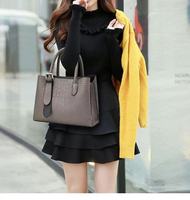 Sac fourre-tout en cuir PU pour femme, bandoulière réglable, sac à main portable grande capacité effet crocodile