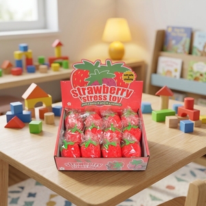 Stress Relief Strawberry Squishy Fruits Red Cute Eco-Friendly TPR Soft Stress Relief Girl Birthday Gift Promotional <b>Desk</b> <b>Toy</b> - Product Image 4