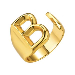 时尚个性潮流26字母镶嵌戒指钛钢镀18K金开口可调节指环男士女士 - Product Image 6