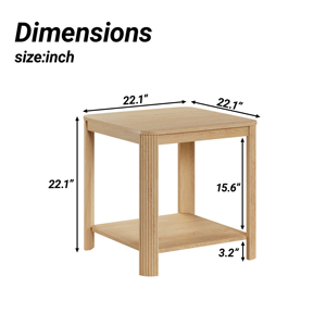 Juego de 2 mesas auxiliares cuadradas de madera de 22.1 pulgadas con estante de almacenamiento para sala de estar o dormitorio - Product Image 6