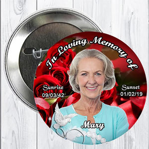 パーソナライズされた記念写真ボタンラペルエンジェルウィングメモリアル葬儀ピン - Product Image 4