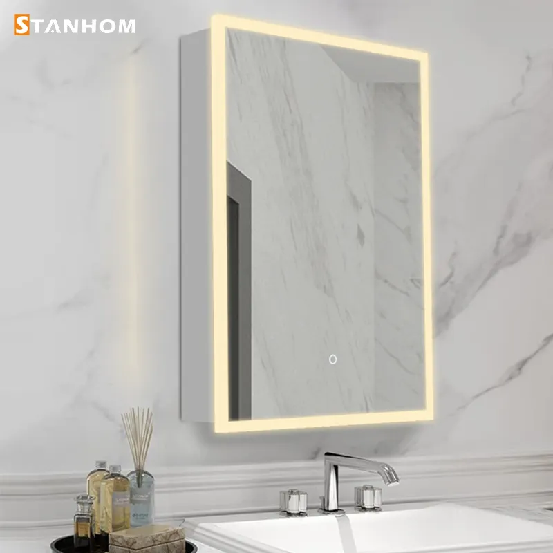 STANHOM Salle de bain étanche mur automatique anti-buée acrylique miroir de rangement armoire de vanité