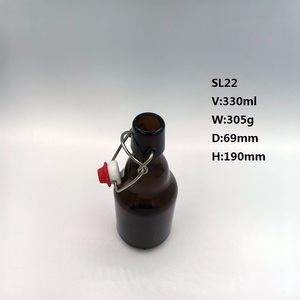 Bouteille en verre ambré vide de 330 ml 300 g, forme ronde, avec bouchon mécanique, prix de gros <span class=keywords><strong>moins</strong></span> <span class=keywords><strong>cher</strong></span> - Product Image 4