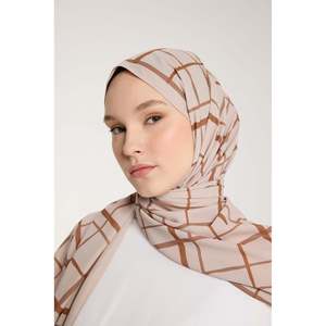 Foulard musulman traditionnel à tonalité pure, motif carré, pierre noisette, accessoire vestimentaire élégant - Product Image 4
