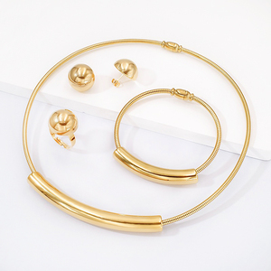 Thời trang thép không gỉ xỉn miễn phí đồ trang sức 18K vàng mạ Ngọc Trai Hạt Vòng Cổ 4PCS Bộ joyas de acero inoxidable Para mujer - Product Image 6