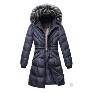 Rahat düz ayı kış akrilik Oem cepler kadın aşağı palto ve ceketler taklit kürk Trim Hood ile