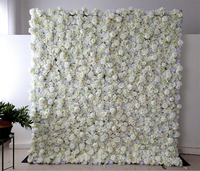 Décoration de mariage personnalisée, mur de fleurs artificielles, panneau floral de roses blanches, toile de fond murale de fleurs