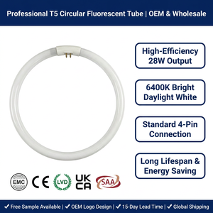 Lámpara LED Circular T5 de 28W y 6400K, Tubo Fluorescente de Luz Diurna, Reemplazo para Bombilla Circular con Función de Aumento - Product Image 1