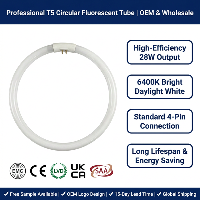 28W 6400K Round T5 Ring Tube LED Light Fluorescent Daylight Lamp Replacement for Body Circular Bulb with Magnifying Feature