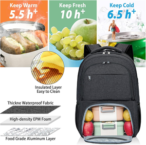 Sac à dos isotherme <span class=keywords><strong>pour</strong></span> le déjeuner, résistant à l'eau, grand sac à dos <span class=keywords><strong>pour</strong></span> ordinateur portable <span class=keywords><strong>pour</strong></span> hommes, adolescents, garçons, sac à dos <span class=keywords><strong>pour</strong></span> l'école, le travail, les voyages - Product Image 4