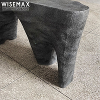 WISEMAX FURNITURE Table console au design minimaliste en fibre de verre table d'entrée noire table d'entrée irrégulière couloir longue table pour la maison
