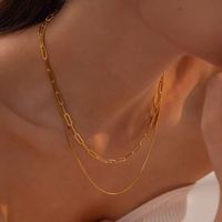 Chaîne en or 18 carats en forme de serpent, collier double couche tendance, collier en forme de croix, collier INS polyvalent et à la mode