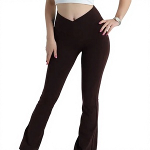 High Waist Solid <b>Navy</b> Simple Full-Length Yoga Leggings Pockets Ruched Butt Seamless Four-Way <b>Stretch</b> Spandex Cotton Breathable - Product Image 1