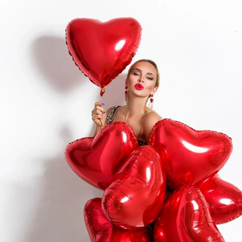 Wholesale 5inch 10inch,18inch 32 Inch Love Valentine's Day Wedding Foil Balloon Solid Color Red Heart Balloons