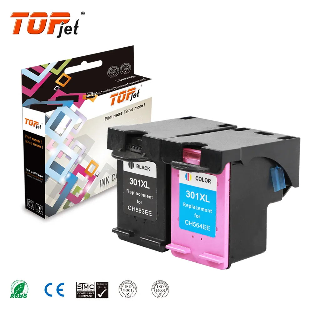 Topjet Revisied Kleur Inktcartridge 301xl 301 Xl Voor Hp Hp301 Hp301xl Deskjet 1100 2050 1050 Inkjetprinter