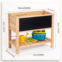 Table de jardinage pour enfants en bois de pin massif naturel avec tableau noir et étagère de rangement pour les activités de plantation en plein air