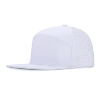 Casquette de baseball structurée résistante à l'eau avec logo personnalisé, séchage rapide, respirante, perforée au laser, visière plate, OEM