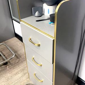 Wood Salon Furniture Hair Salon Commodity Shelf Beauty Salon <b>Tool</b> Cabinet Barber <b>Station</b> Gold Storage Cabinet - Product Image 4
