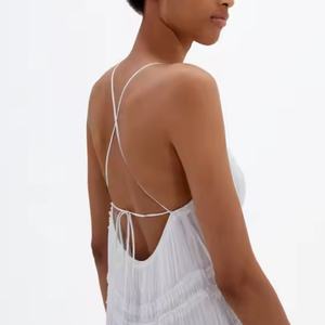 Vestido largo de lino con tirantes finos y cuello halter, estilo festivo, talla grande, con aberturas, para mujer, precio bajo, gran oferta - Product Image 5