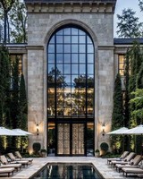 Puerta Arqueada de Hierro Forjado Personalizada, Ahorro de Energía, Insonorizada, Marco de Doble Vidrio, Diseño Francés para Dormitorios, Villas y Apartamentos
