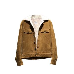 Veste en jean polaire pour homme, personnalisée, tendance, douce et chaude, doublure polaire, col en fourrure matelassé, veste en jean en fourrure - Product Image 1