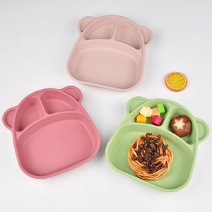 จานซิลิโคนสำหรับเด็กปลอดสาร BPA ขายส่งจำนวนมาก สินค้ามาใหม่ จานสำหรับเด็กวัยหัดกิน ทนต่อคราบสกปรก สีพื้น - Product Image 1