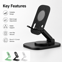 Support de téléphone portable télescopique en ABS, réglable en hauteur, anti-fatigue, pour bureau, compatible avec les téléphones et tablettes, sécurisé
