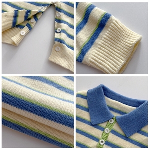 Mono de otoño para bebé recién <span class=keywords><strong>nacido</strong></span>, ropa de moda, mono de punto a rayas para niños, mono informal cómodo, niñas, niños, manga larga - Product Image 2