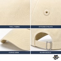 Casquette de baseball unisexe en coton sergé, style Dad Hat, six panneaux, non structurée, réglable, avec boucle métallique et logo brodé personnalisé