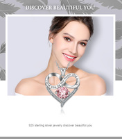 Collier pendentif en forme de cœur « Je t'aime pour toujours » en cuivre plaqué argent avec petite pierre en zircon tendance pour la Saint-Valentin