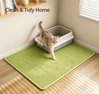 Tapis de litière pour chat extra large rectangulaire double couche, anti-éclaboussures, design ajouré, anti-éclaboussures, lavable, pour attraper les déjections