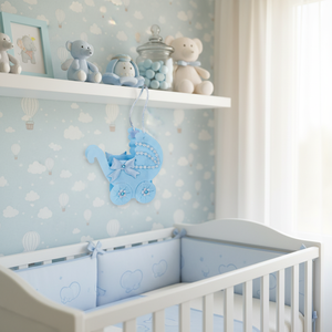 FAVOR Tessuto per passeggino azzurro chiaro, elegante decorazione per neonati e bambini - Product Image 3