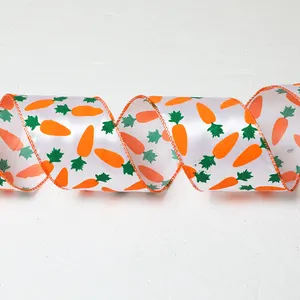 Ruban de pâques personnalisé décoration de vacances couleur motif de bande dessinée impression à carreaux ruban de pâques pour couronnes décoration de cadeau