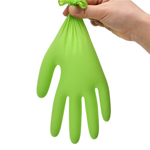 8 mil grüner Diamant Textur Logo benutzer definierte Industrie Food Service Autore paratur Mechaniker Reinigung Einweg handschuh reiner Nitril handschuh - Product Image 4