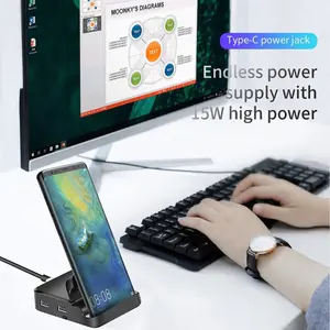 Factory Price Hub USB C Type C 8 In 1 HDTV USB3.0 USB2.0 SD/TF Reader 15W PD USB C Hub Dock For Laptop And Phone With Phone Stan